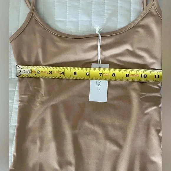 CLYQUE THE LABEL DONYA NUDE BODYSUIT TAN BEIGE THIN STRAP THONG LOW CUT-NWT - Picture 7 of 8